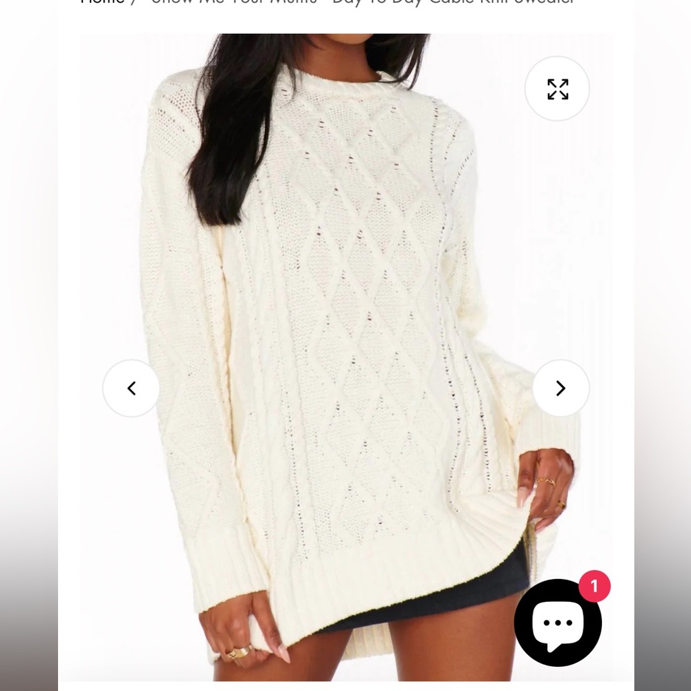 Show Me Your MuMu Cream Cable Knit Crew Neck Sweater